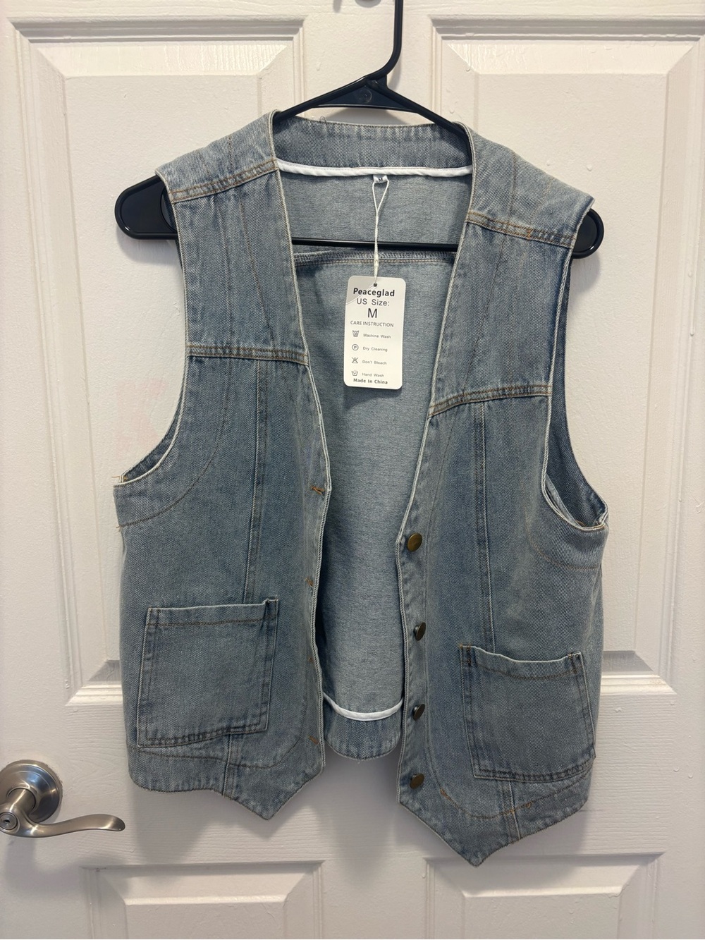 Light Blue Denim Vest - Women's Sleeveless Utility Style